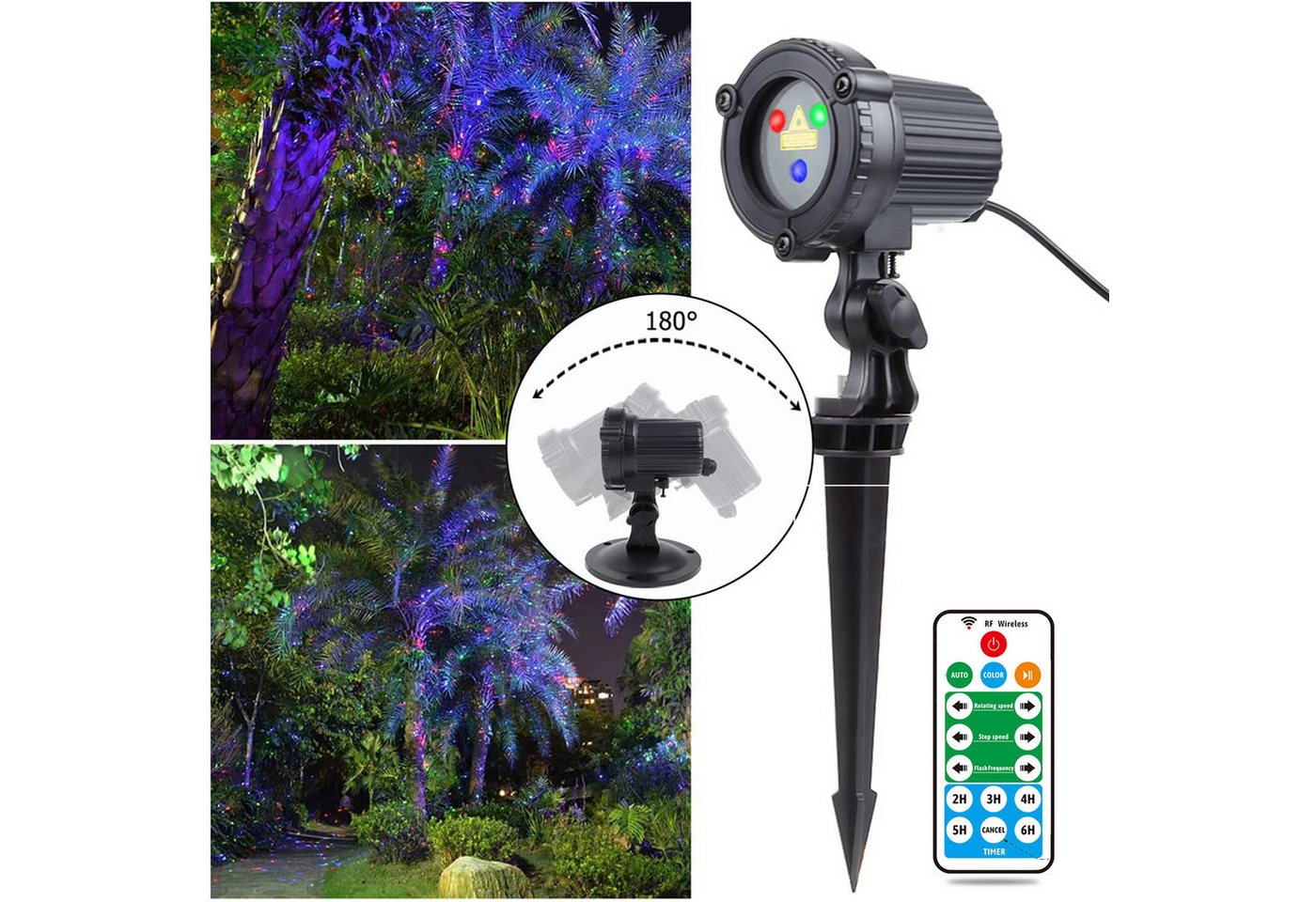 LMaxhome Projektionslampe LED Projektor Weihnachten Außen Landschaft Gartenstrahler Wasserdichte, RGB mit Fernbedienung und Timer Laser Partylicht Beleuchtung Dekolicht Bild 3