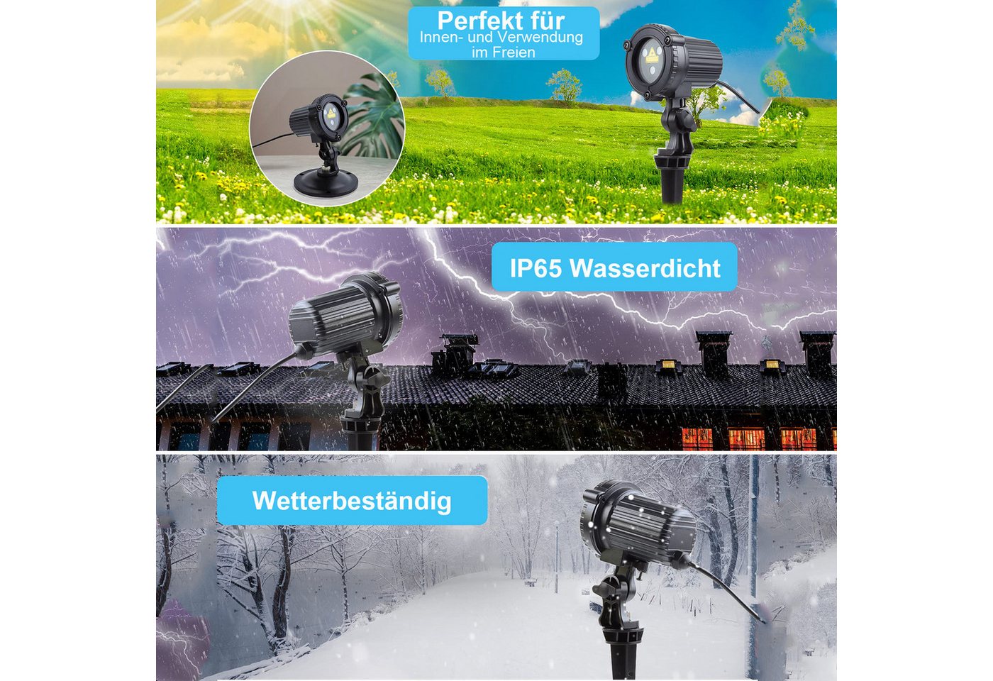 LMaxhome Projektionslampe LED Projektor Weihnachten Außen Landschaft Gartenstrahler Wasserdichte, RGB mit Fernbedienung und Timer Laser Partylicht Beleuchtung Dekolicht Bild 5