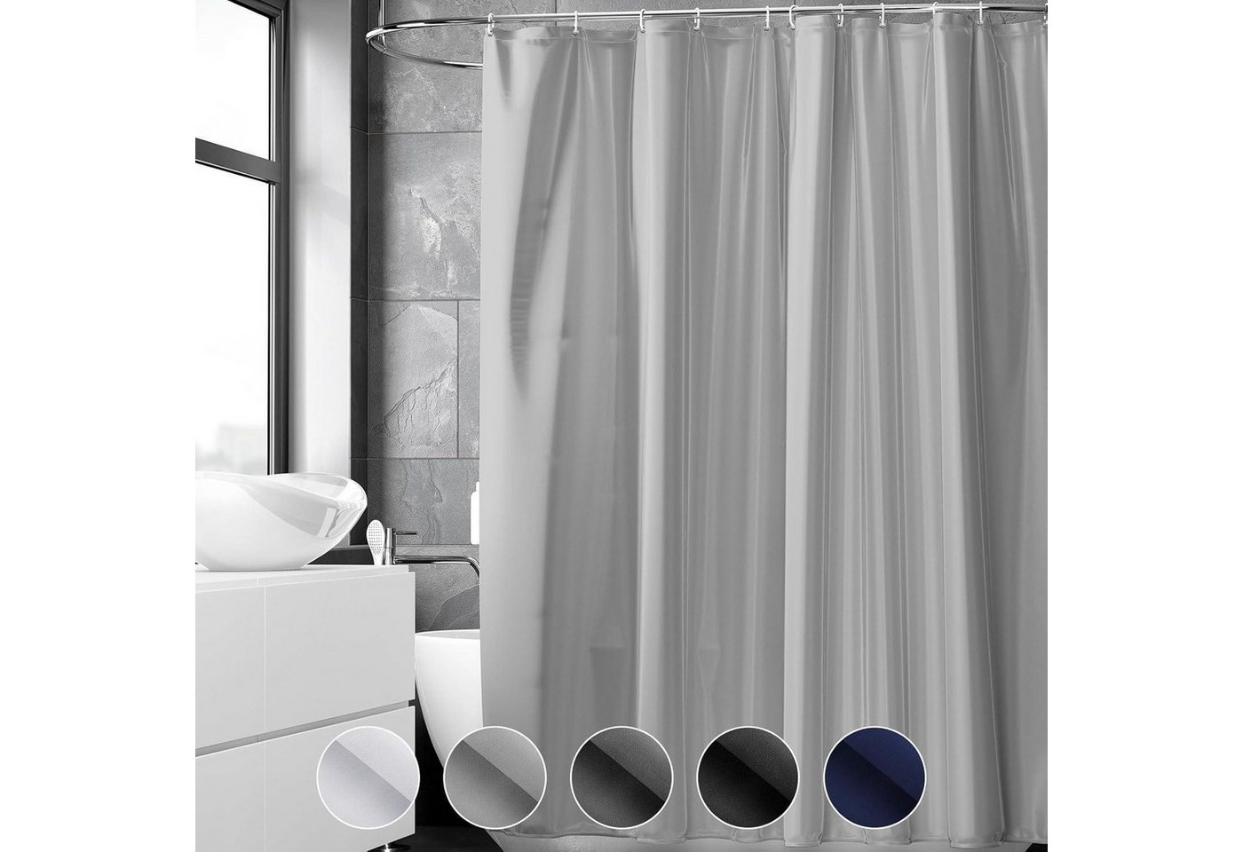 LuxusKollektion Duschvorhang Duschvorhang 240x200 cm Anti-Schimmel Wasserdicht PVC Antibakteriell Bild 2