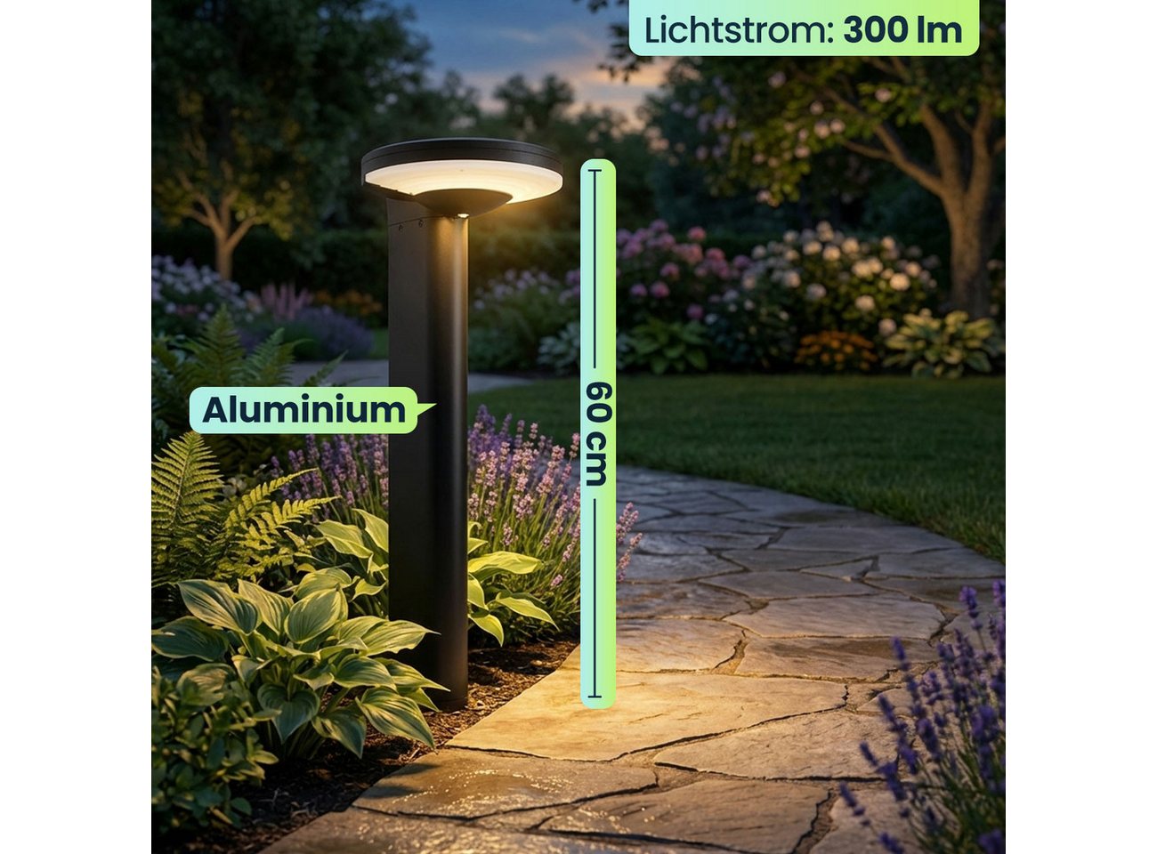 shop'n smile ideoon LED Solarleuchte LED Solarleuchte aus Aluminium in Schwarz 300lm helle SMD-LEDs, LED, Warmweiss, Einfache Montage - unabhängig vom Stromanschluss und Verkabelung Bild 2