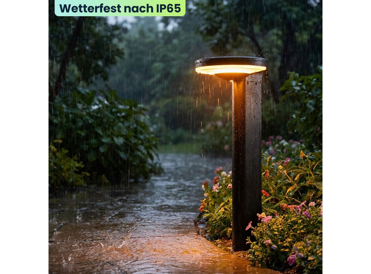 shop'n smile ideoon LED Solarleuchte LED Solarleuchte aus Aluminium in Schwarz 300lm helle SMD-LEDs, LED, Warmweiss, Einfache Montage - unabhängig vom Stromanschluss und Verkabelung Bild 5