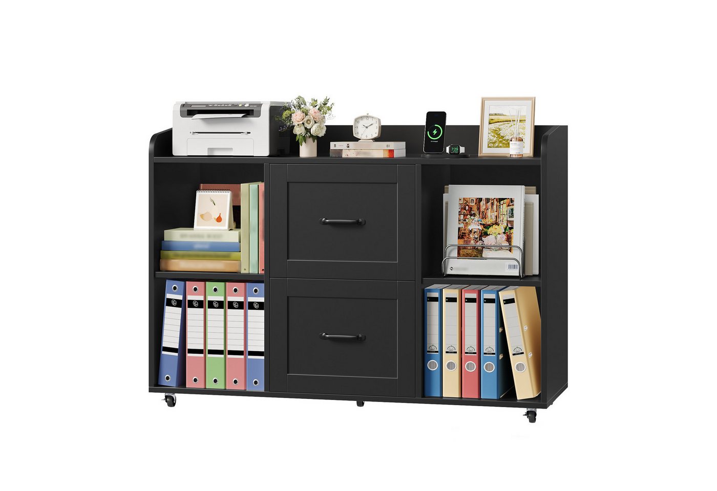 HOMECHO Aktenschrank Rollcontainer mit Steckdosen, Schubladenschrank mit Rollen Bild 3