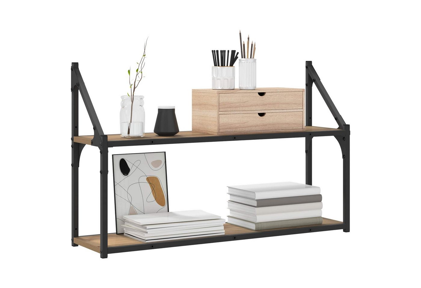 vidaXL Regal Wandregal Wandhalterung Artisan-Eiche 80 x 21 x 51 cm Metall PB, 1-tlg. Bild 5