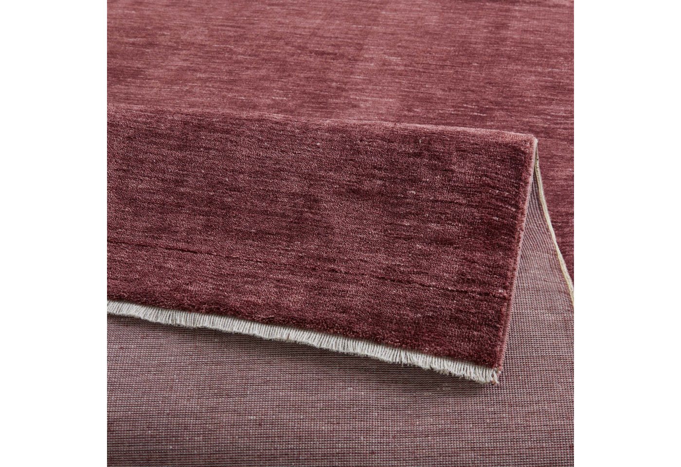 TaraCarpet Teppich Tara Carpet Luna einfarbig, Vintage, strapazierfähig und edel, rechteckig, Höhe: 8 mm, Wohnzimmer, Schlafzimmer, Esszimmer, Flur rot 080x150 Bild 3
