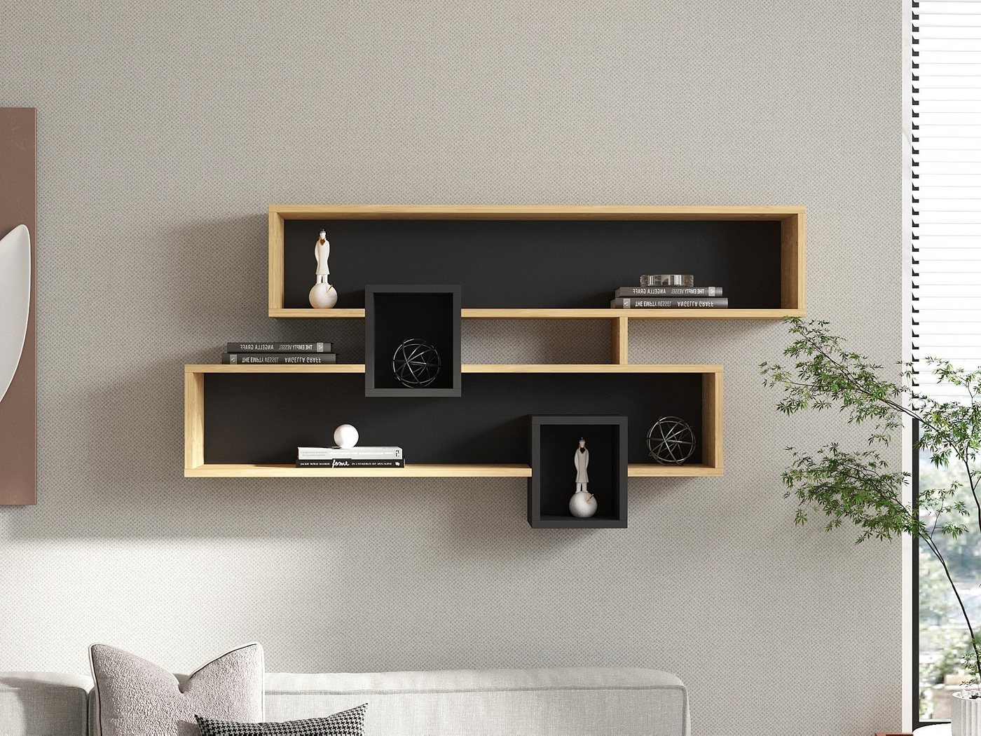 Skye Decor Wandregal 100% MELAMINE COATED PARTICLE BOARD, 72,2 cm x 22 cm x 120 cm Q1672