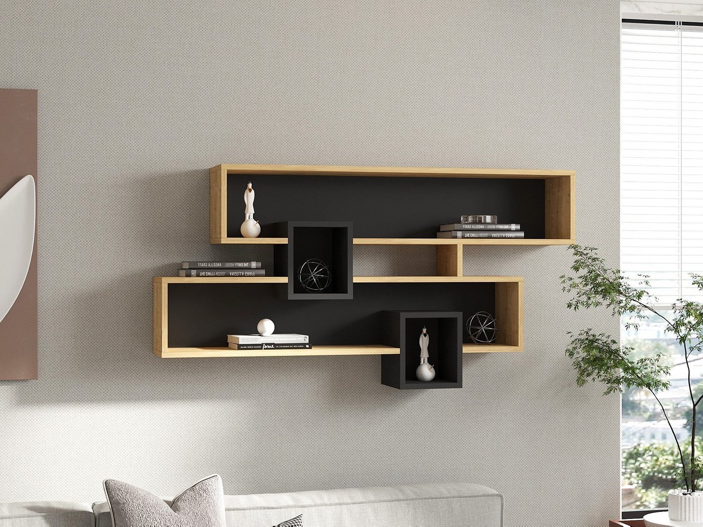 Skye Decor Wandregal 100% MELAMINE COATED PARTICLE BOARD, 72,2 cm x 22 cm x 120 cm Q1672 Bild 4