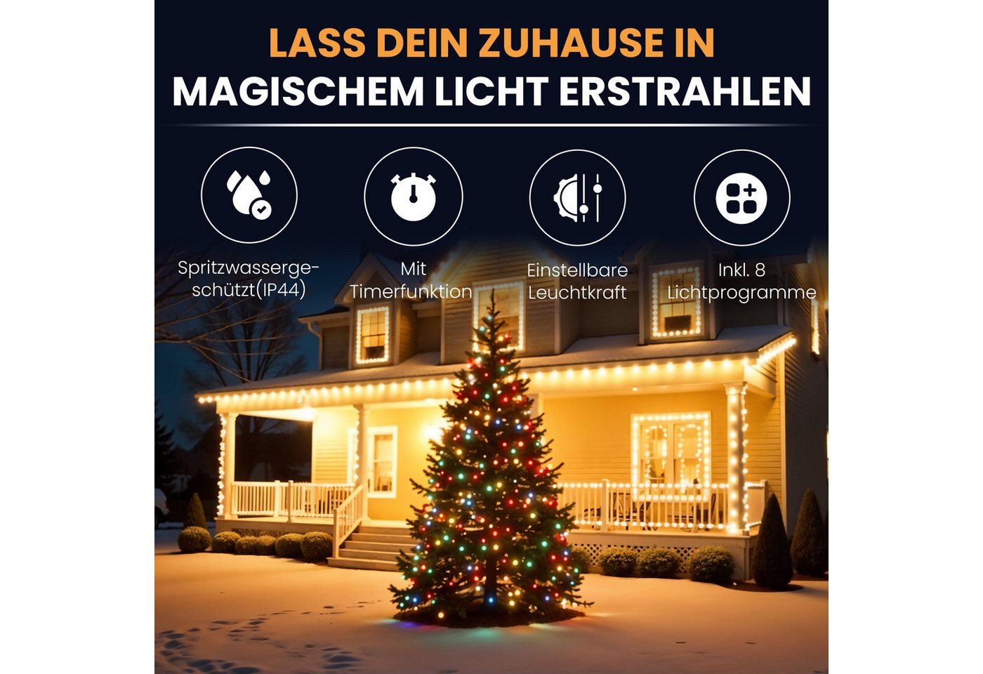 Gartenpirat LED-Lichterkette Christbaum LED Lichterkette Dekobeleuchtung 8 Programme Weihnachten Bild 4