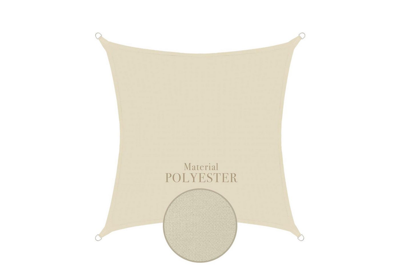 anndora Sonnensegel 4x4 m quadratischer Sonnenschutz 100% Polyester beige, wasserabweisender Stoff Bild 3