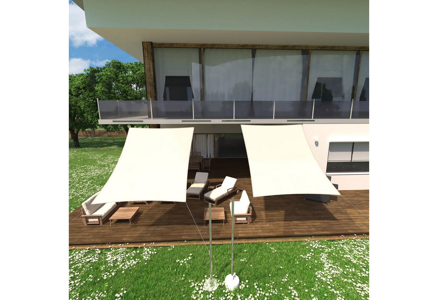 anndora Sonnensegel 4x4 m quadratischer Sonnenschutz 100% Polyester beige, wasserabweisender Stoff Bild 4
