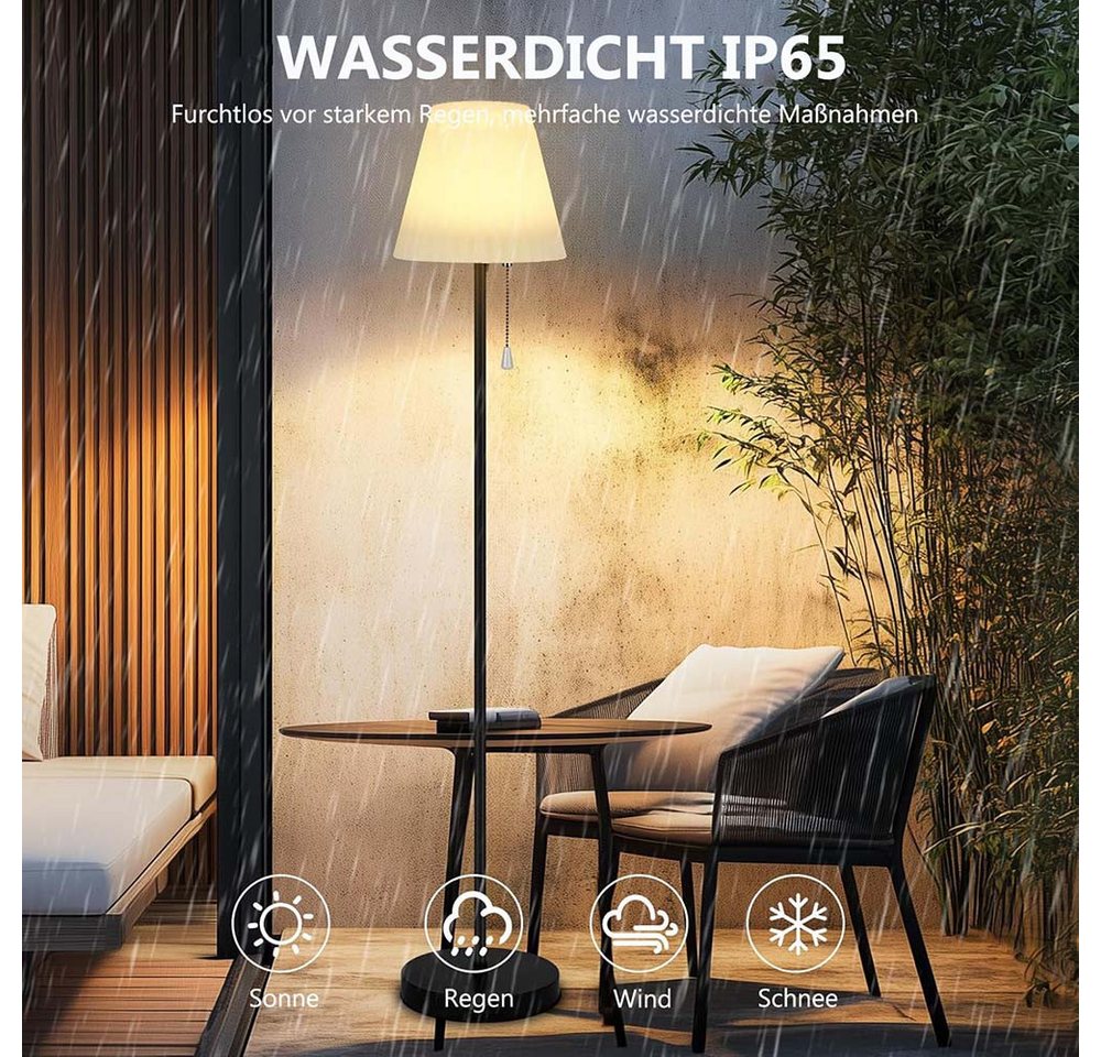 LMaxhome Außen-Stehlampe LED Solarleuchte mit Fernbedienung, Dimmbar Außenleuchte, Wasserdicht, Speicherfunktion, LED fest integriert, Kaltweiß, Warmweiß, Naturweiß, RGB, mit Lichtsensor, RGB, USB Aufladbar, Höhenverstellbar, für Terrasse