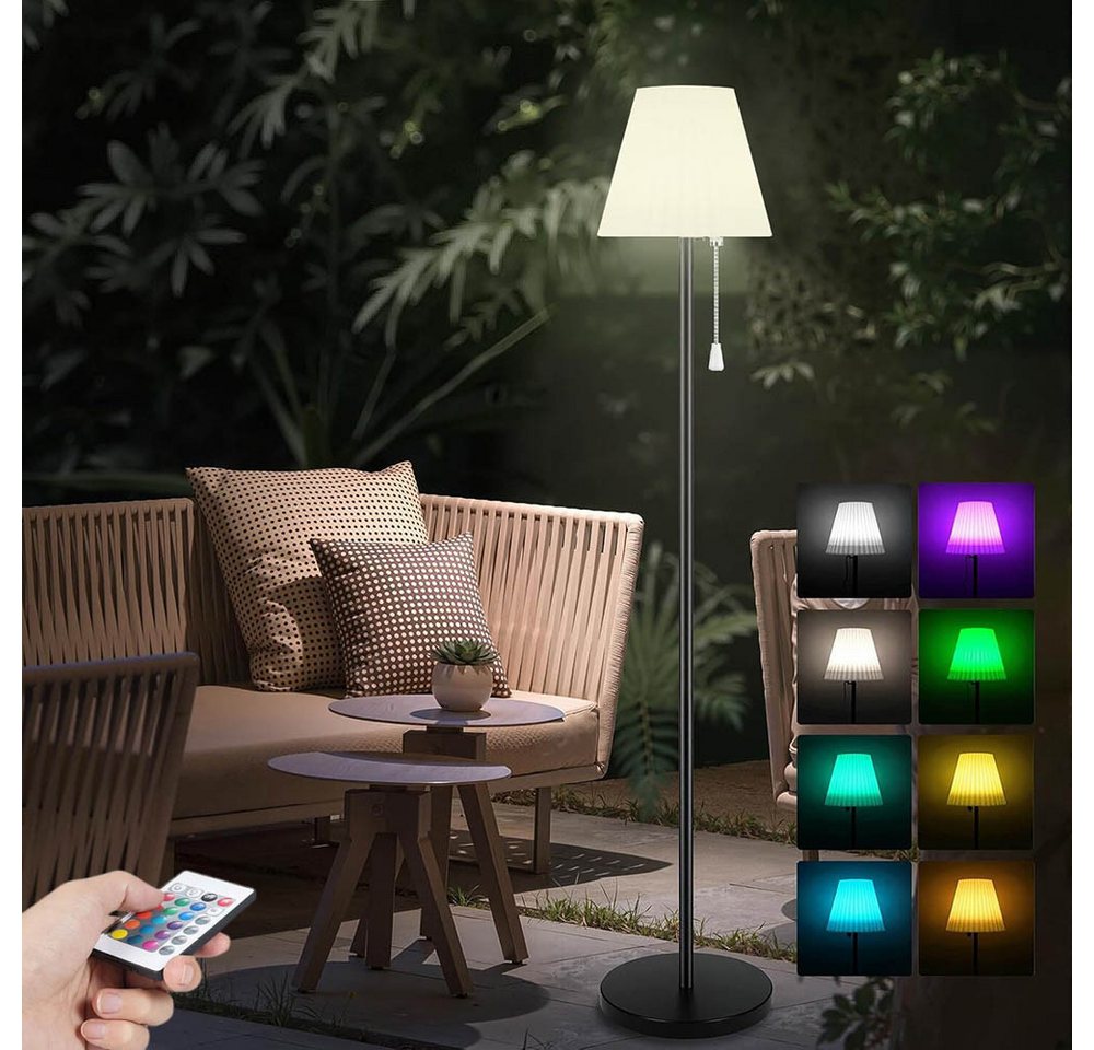 LMaxhome Außen-Stehlampe LED Solarleuchte mit Fernbedienung, Dimmbar Außenleuchte, Wasserdicht, Speicherfunktion, LED fest integriert, Kaltweiß, Warmweiß, Naturweiß, RGB, mit Lichtsensor, RGB, USB Aufladbar, Höhenverstellbar, für Terrasse Bild 3