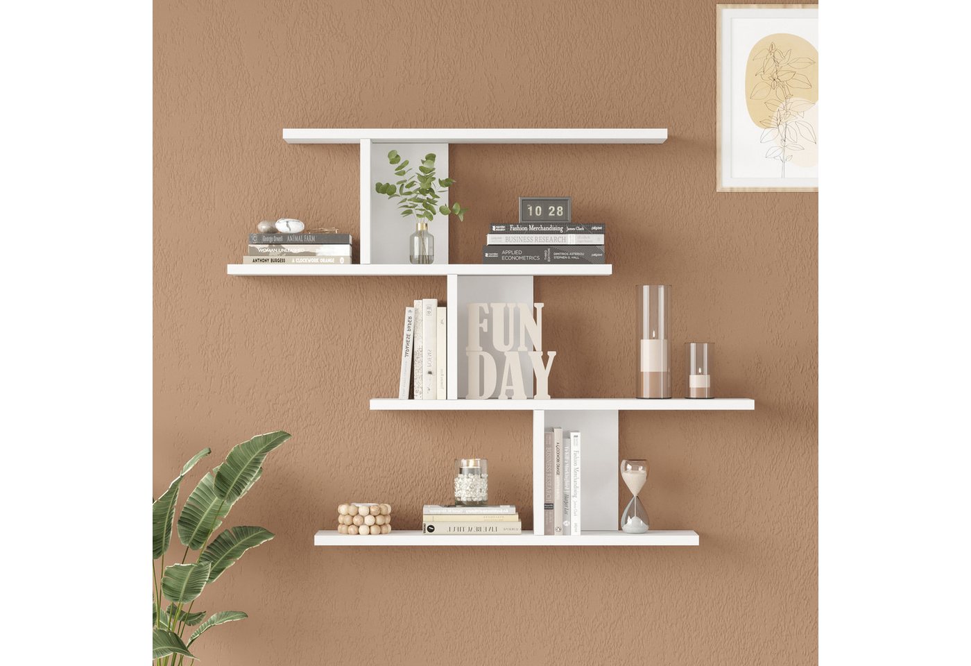 en.casa Wandregal, »Hökkomi« mit 4 Ablagen 78x99x15 cm Weiß Bild 3
