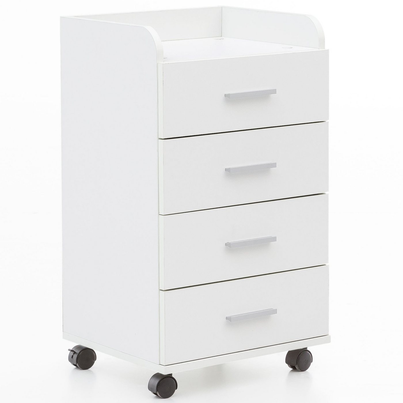 Wohnling Rollcontainer Weiß 70,5 cm Standcontainer Bürocontainer Schreibtisch WL5.748, (Schreibtischcontainer 40x70,5x33 cm Weiß), Rollschrank 4 Schubladen, Bürocontainer mit Rollen Bild 5