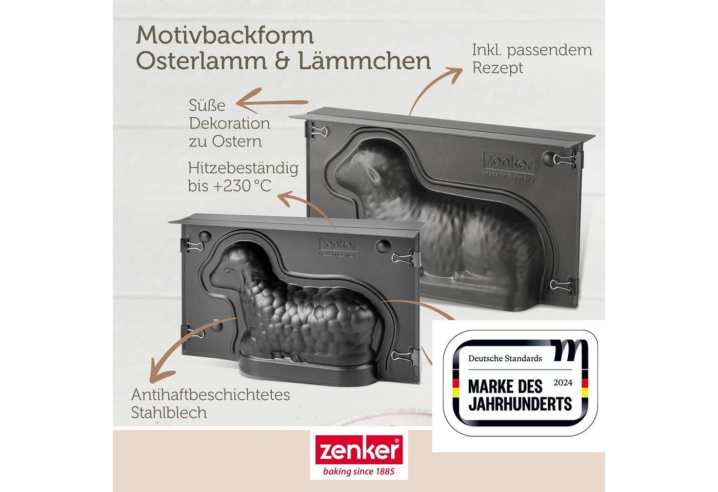 Zenker Backform Osterbackformen-Set Hase und Lamm Menge: 1x 2 TLG. Set Bild 4