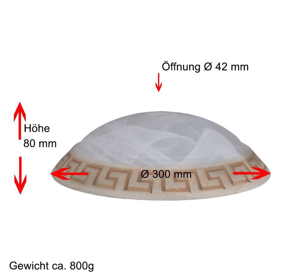 Home4Living Lampenschirm Lampenglas Ø 300mm weiß-braun Opalglas rund, Dekorativ