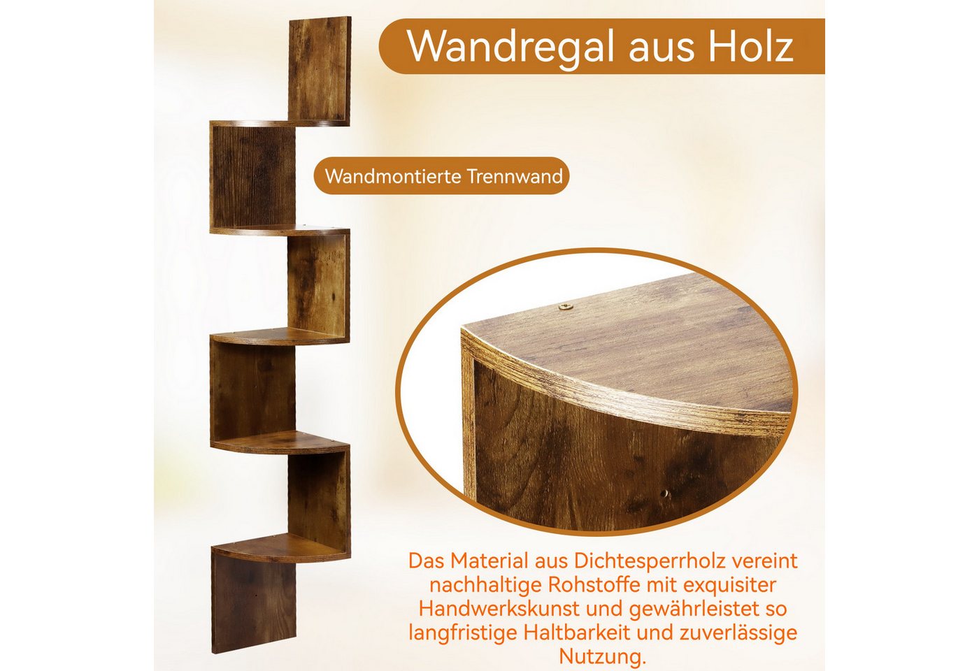 BlingBin Eckregal Wandregal Eckregale zur Wandmontage Bücherregal hängend 5 Ebenen, 1 Packung 1-tlg., Wandablage,Wandeckregal,Hängeregal Schweberegal,Regal,Platzsparend