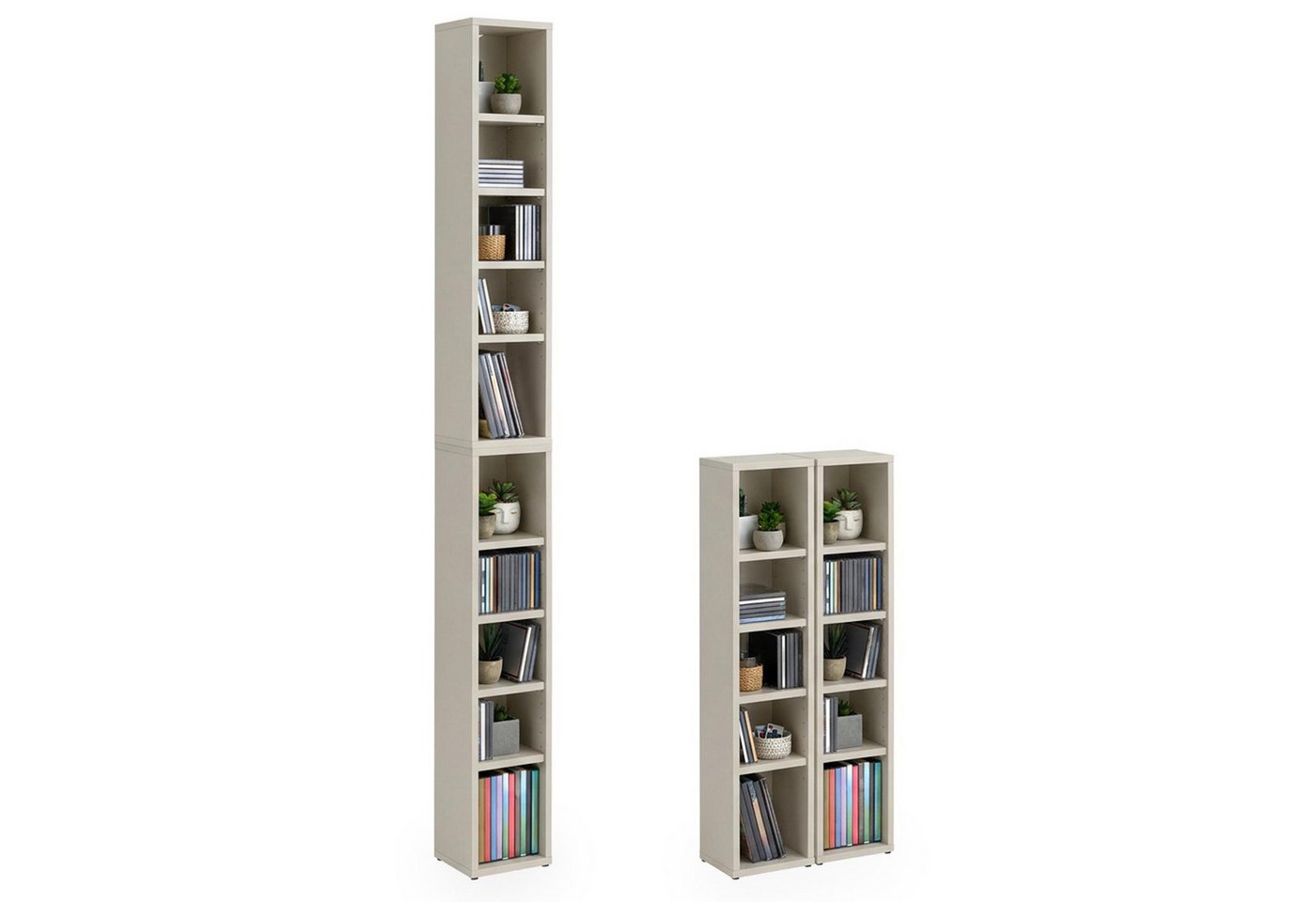 CARO-Möbel CD-Regal CHART, Medienregal aus 2 Modulen, Medien Aufbewahrung bis zu 160 CDs Kaschmir