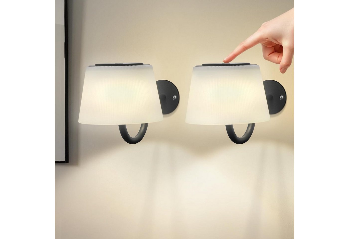 Nettlife Wandleuchte LED Kabellos Dimmbar Fernbedienung 3 Farbmodi Schwarz, Dimmbar, LED fest integriert, für Flur Schlafzimmer Wohnzimmer Treppe