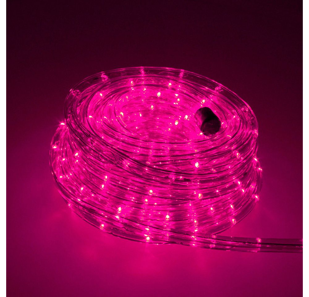 Trade-Shop LED-Lichterschlauch LED-Beleuchtung 36 LED/Meter für Balkon Terrasse Garten, Pink 5m, Länge des Stromkabels: ca. 40cm / Set mit Endkappe und Montageclips Bild 2