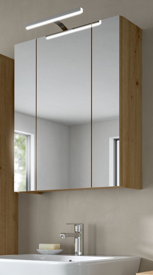 Inn.Furn Badezimmerspiegelschrank Cover (Badschrank in Artisan Eiche, 3-türig / 3D, 60 x 70 cm) mit 9 Fächern Bild 5