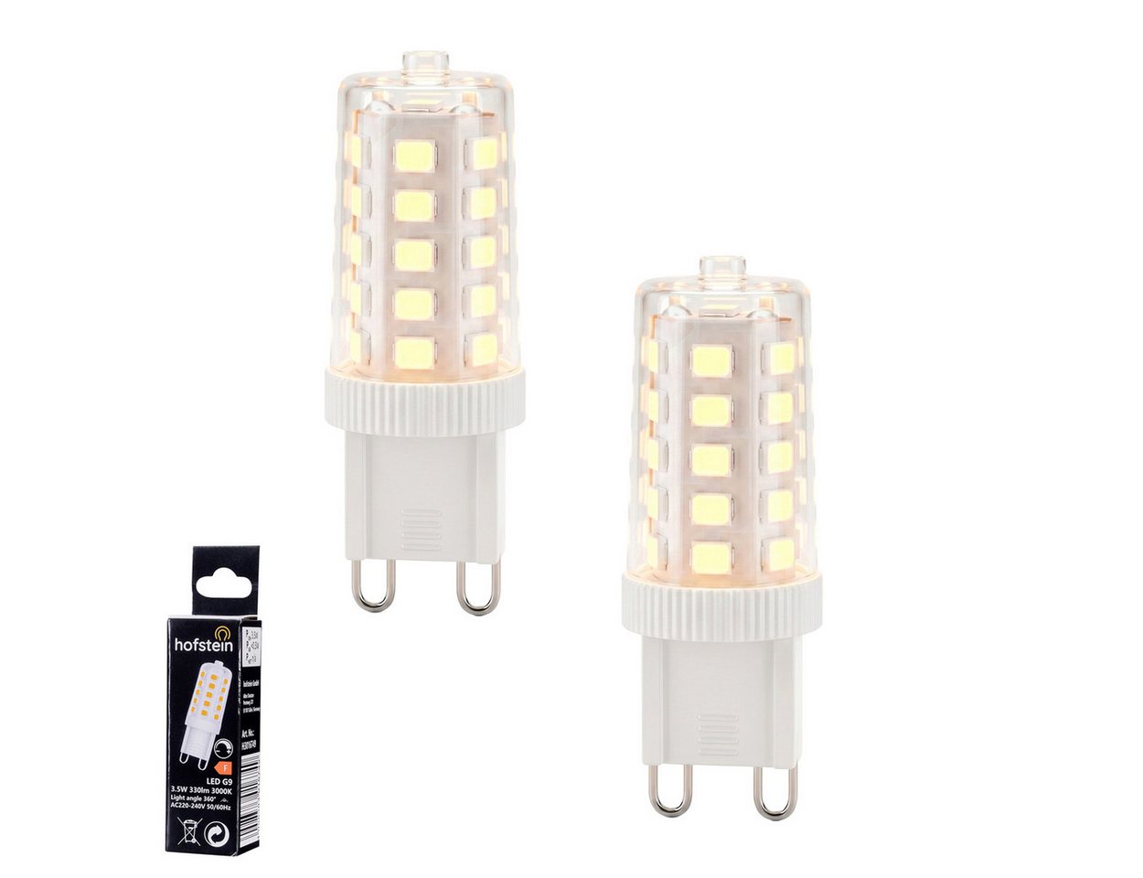 hofstein LED-Leuchtmittel 2er Set Glühbirne G9 Warmweiß dimmbar 3,5 Watt, G9, 3000 Kelvin, 330 Lumen, Filament, Klar Bild 3