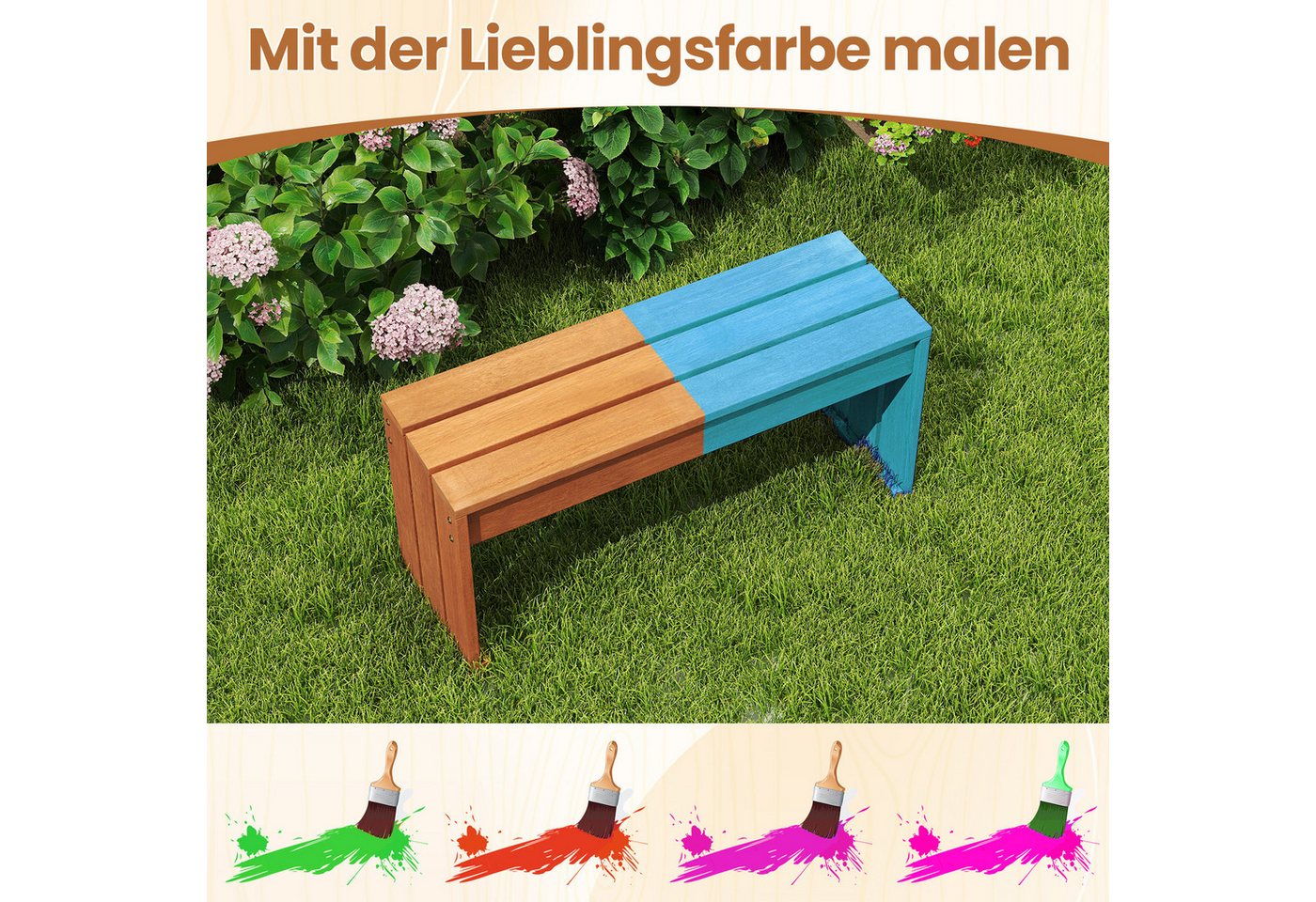 COSTWAY Gartenbank, ohne Lehne, Sitzbank Holz Wetterfest 90 x 30 x 44 cm
