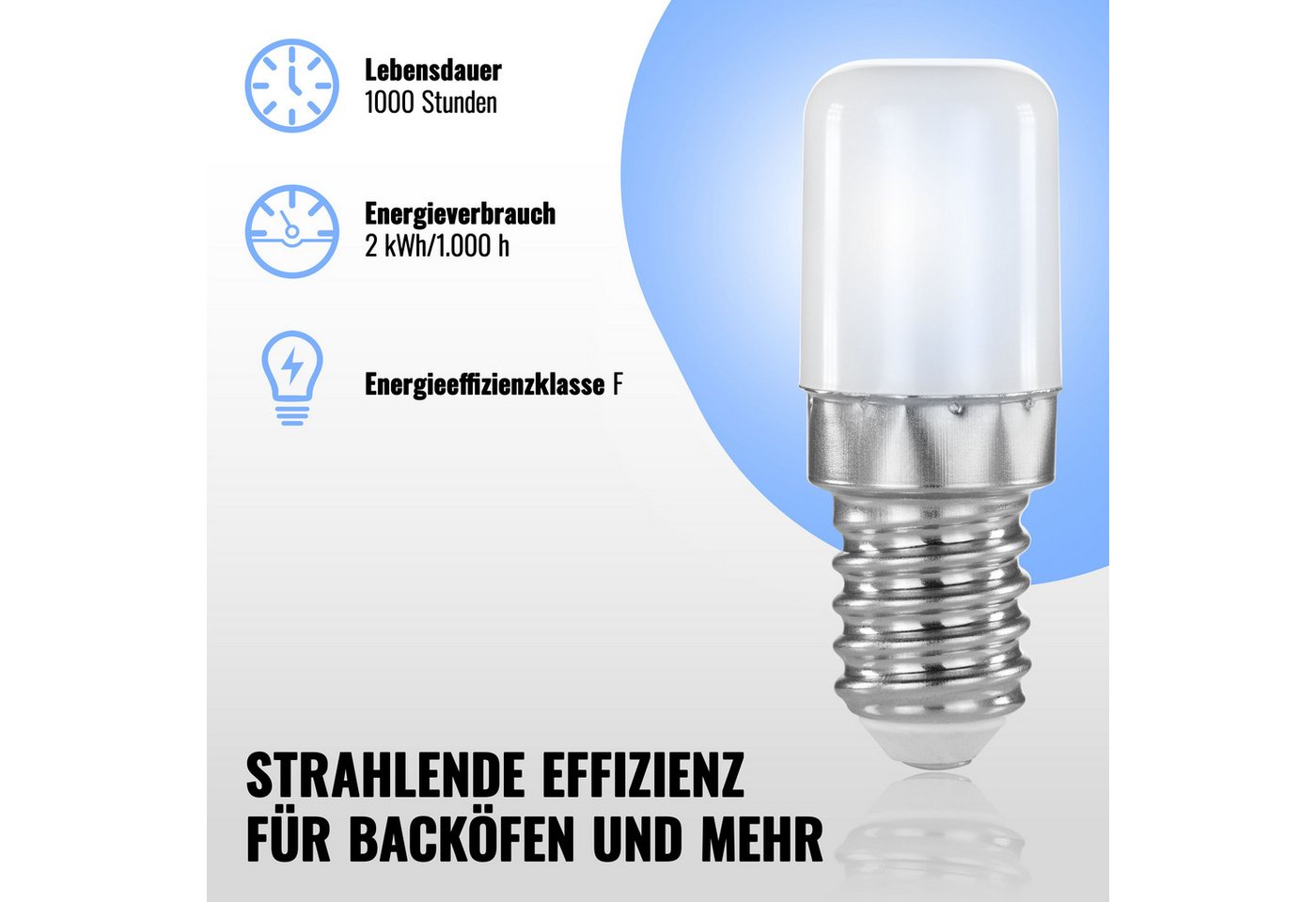 Poppstar Spezialleuchtmittel, E14, 4 St., Poppstar 4x LED Kühlschranklampe E14 1,6W (matt, 6000K kaltweiß) Bild 4