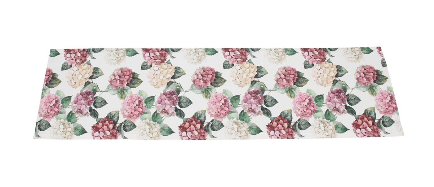 Home-trends24.de Tischläufer Hortensien Tischläufer Tischdecke Blumen Tisch Deko 40 x 140 cm (1-tlg)