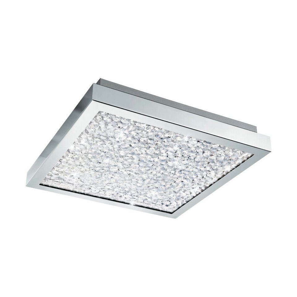 EGLO Deckenleuchte "CARDITO" Glas, silber, 16W, neutralweiß, 2500lm, 4000K, 320x320mm, neutralweiß