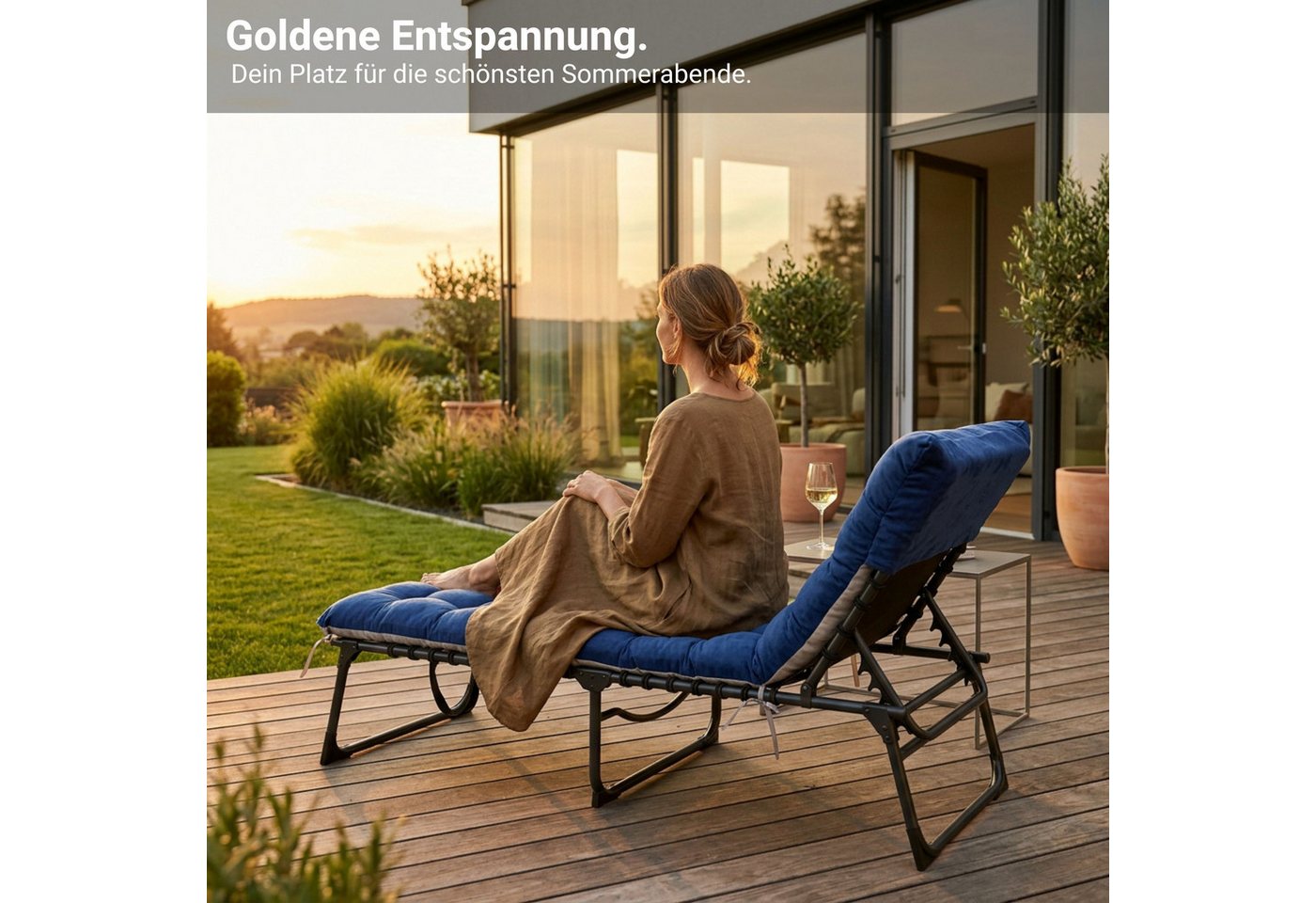 NovaTerra Gartenlounge-Set XXL Outdoor & Camping inkl. Matratze, klappbar, pflegeleicht, robuste Campingliege mit rostbeständigem Gestell, klappbar