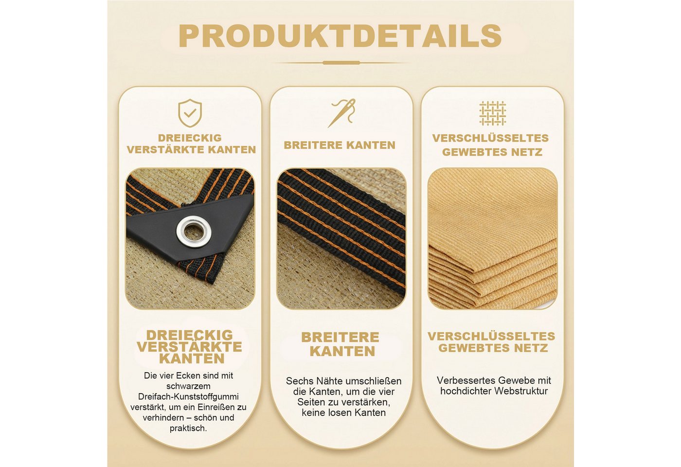 LMaxhome Sonnensegel Sichtschutz Balkon Windschutz mit Ösen UV-Schutz HDPE wetterfest Bild 3