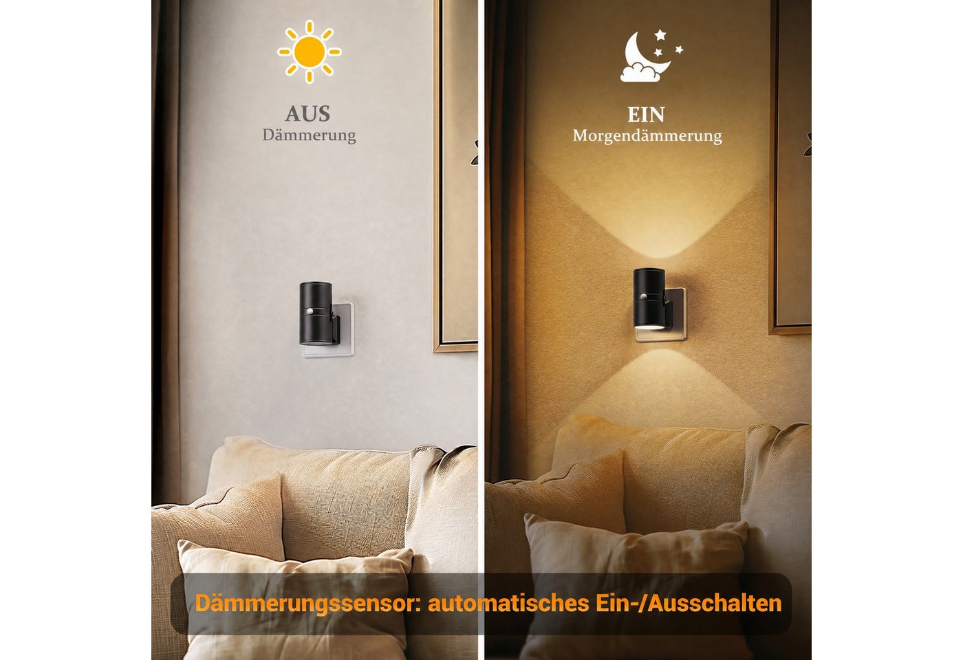 LOHAS-LED LED Nachtlicht Zylinder Steckdose mit Bewegungsmelder, LED fest integriert, Warmweiß, Stufenlos dimmbar, 3000 K Licht mit 3 Betriebsmodi Bild 4