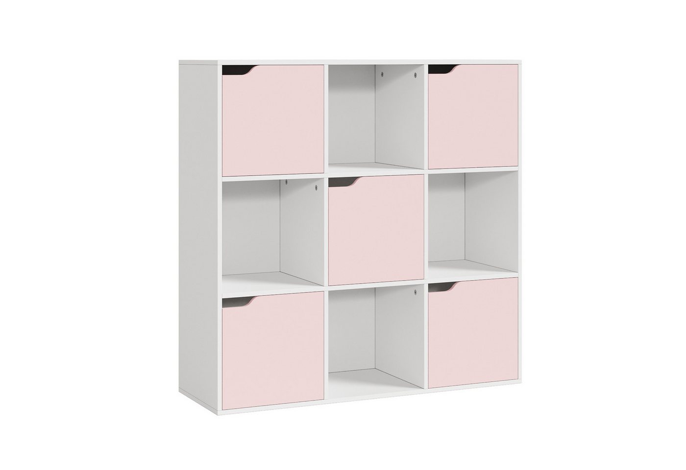 en.casa Kinderregal, »Ljunshund« mit 9 Fächern Würfel 90x90x30 cm Weiß/Rosa Bild 2
