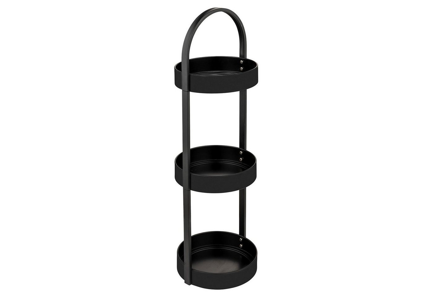 WENKO Badregal DONGO, 3 Ablagefächer, Schwarz matt, Stahl, rutschfest, mit Gummifüßen, B 24,5 x H 73 x 22,5 cm