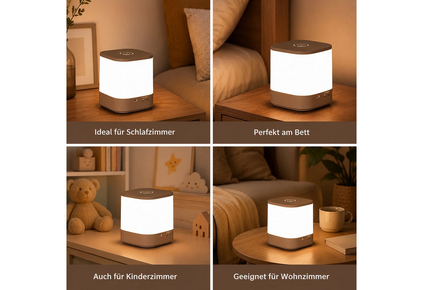 Vornix LED Nachtlicht LED Tischlampe Nachttischlampe, 3 Lichtfarben, Touch & Fernbedienung, Weißes Licht, warmes Licht, neutrales Licht, USB-Aufladung, mit Fernbedienung und Touch-Sensor,für Kinder/Erwachsene