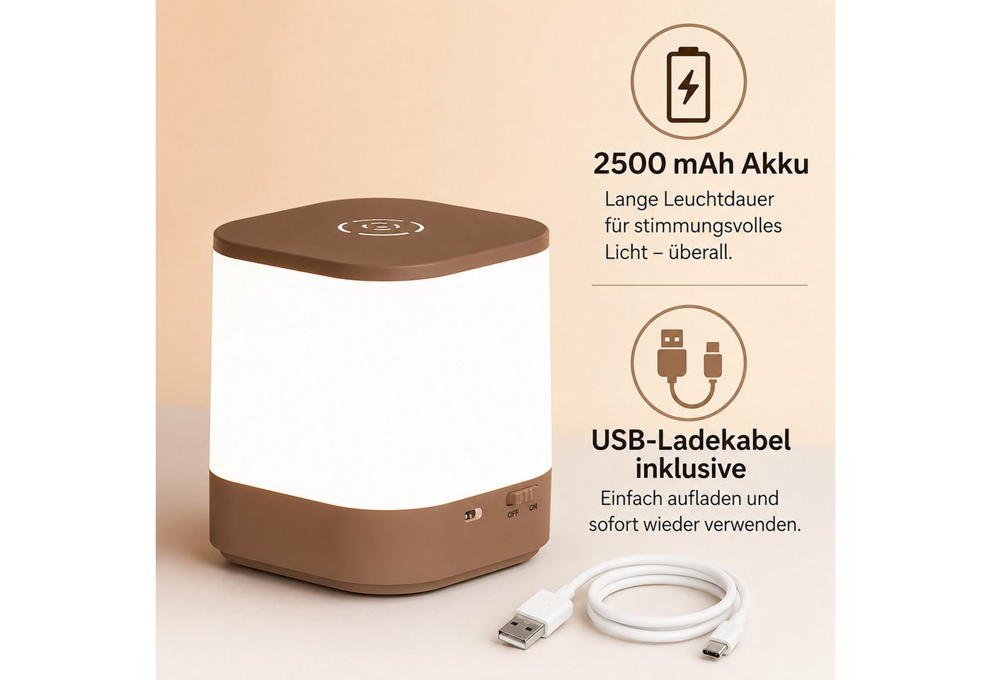 Vornix LED Nachtlicht LED Tischlampe Nachttischlampe, 3 Lichtfarben, Touch & Fernbedienung, Weißes Licht, warmes Licht, neutrales Licht, USB-Aufladung, mit Fernbedienung und Touch-Sensor,für Kinder/Erwachsene Bild 5