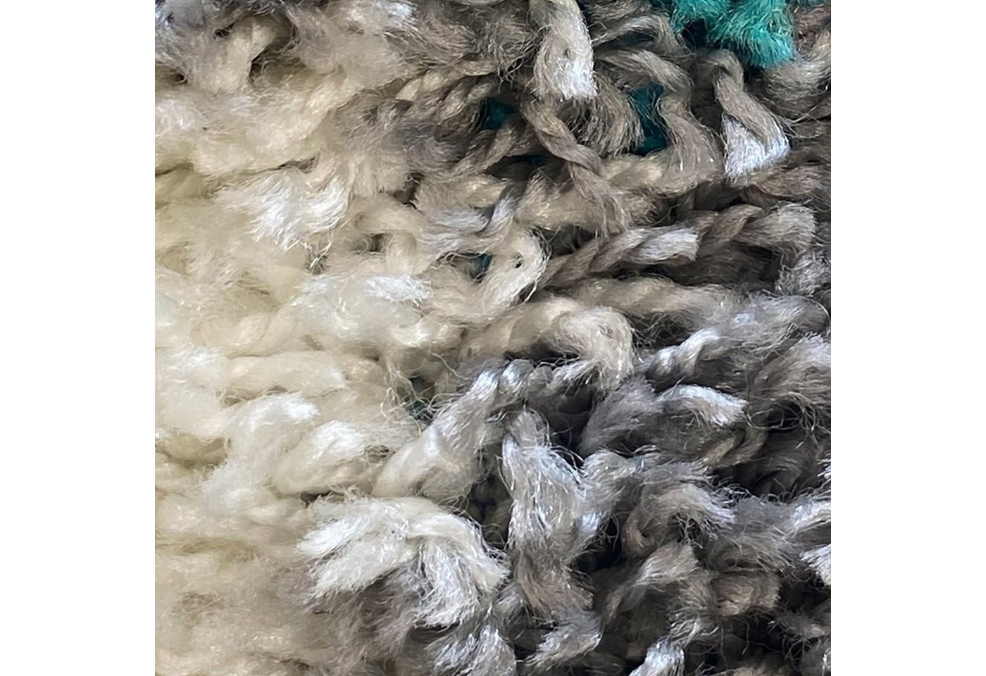 Carpetia Teppich Shaggy Teppich Türkis Grau Creme Hochflor modernes Karomuster, rechteckig, Höhe: 30 mm Bild 5