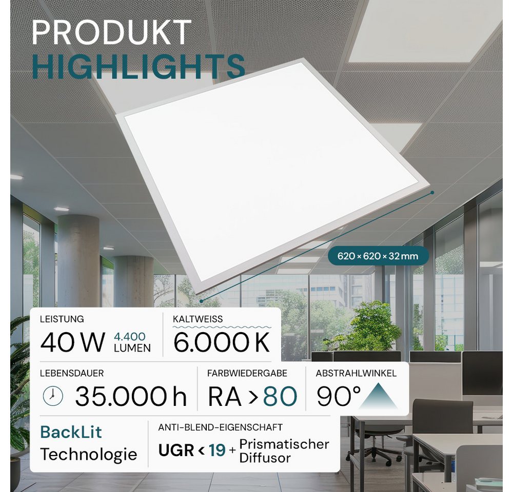 LUXULA LED Panel 6er Pack LED Panel UGR