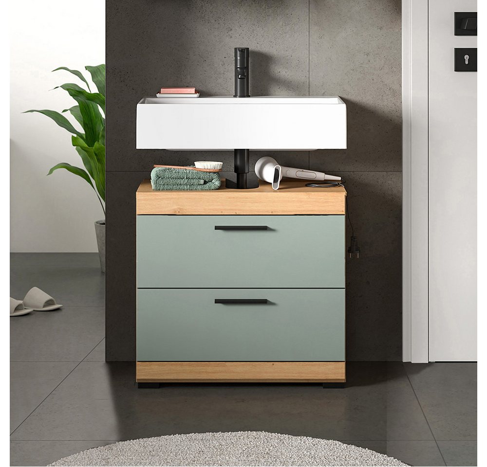 Lomadox Waschbeckenschrank SIROCO-158 in Artisan Eiche mit Salbei, 60cm breit Bild 3