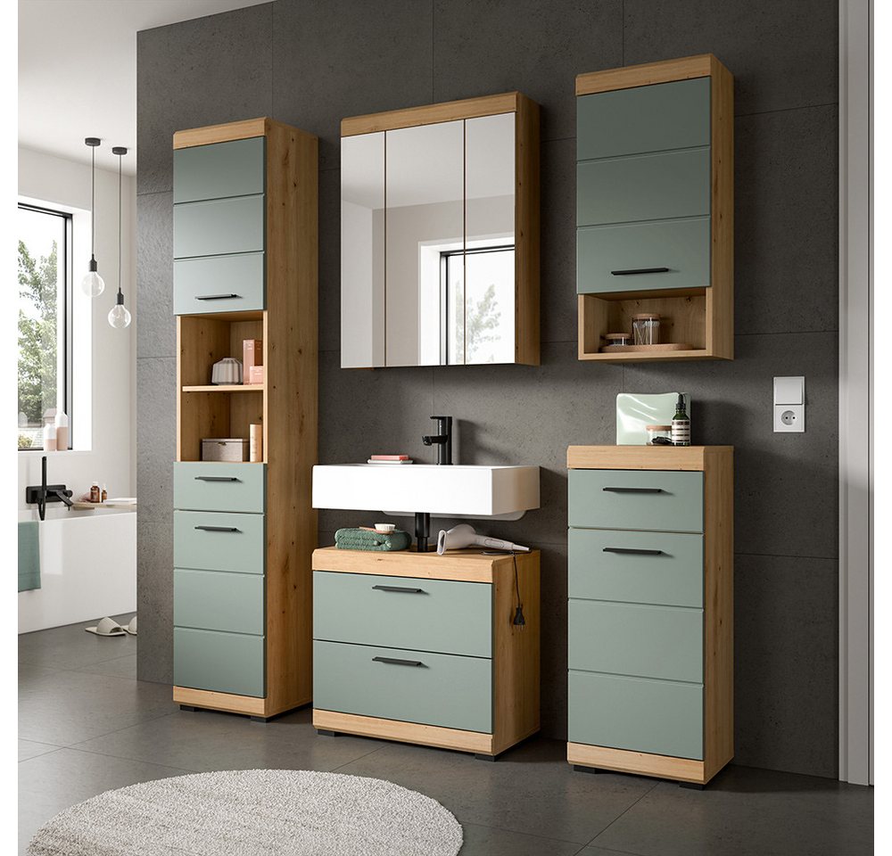 Lomadox Waschbeckenschrank SIROCO-158 in Artisan Eiche mit Salbei, 60cm breit Bild 4