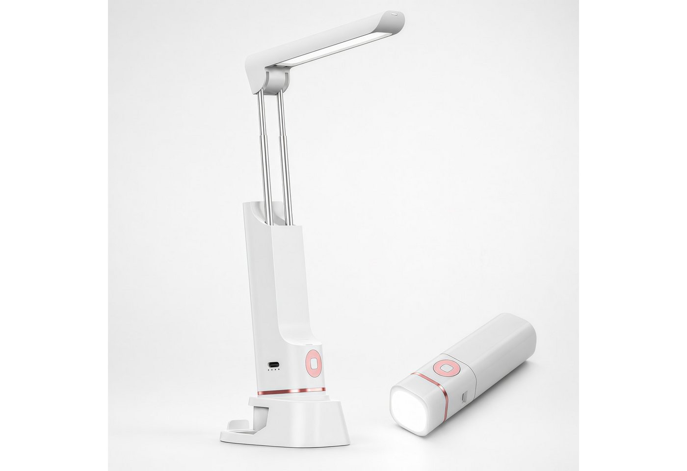 ibettertec Schreibtischlampe LED Tischlampe mit Taschenlampe D12, 5000mAh Akku, Schreibtischlampe, 3 Helligkeitsstufen, Powerbank, USB-C, verstellbar Bild 4