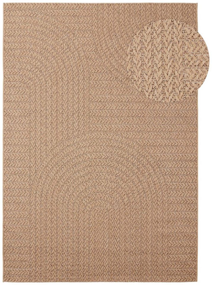 TaraCarpet Outdoorteppich Tara Carpet Sumatra Wave Sisal Jute Look natur, rechteckig, Höhe: 10 mm, Küche Wohnzimmer Terrasse Garten Balkon natur 80x150