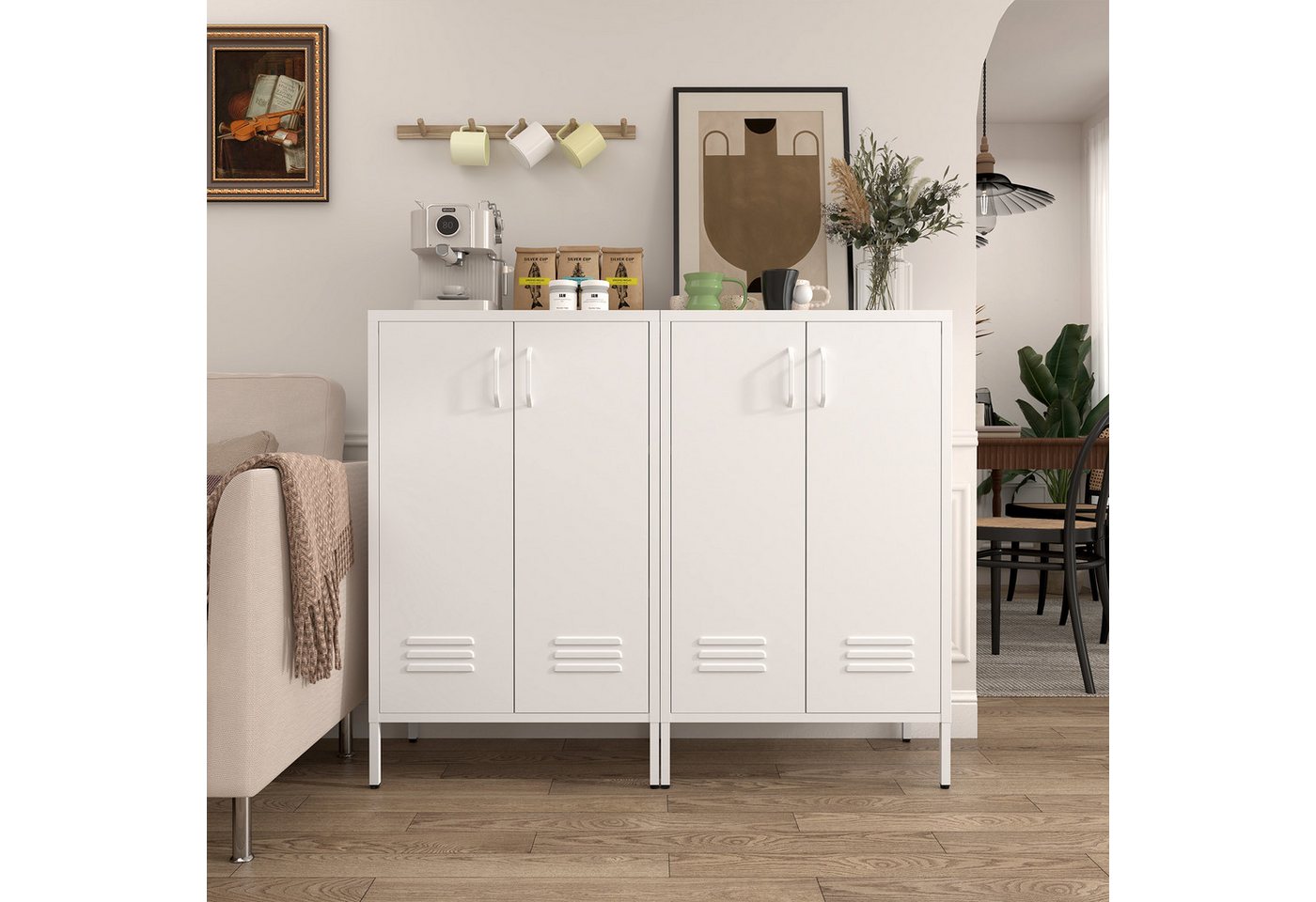 MODFU Aktenschrank Metallspeicherschrank (mit 2 Türen & 2 verstellbaren Regalen, 1-St., 65*35*106.6cm)