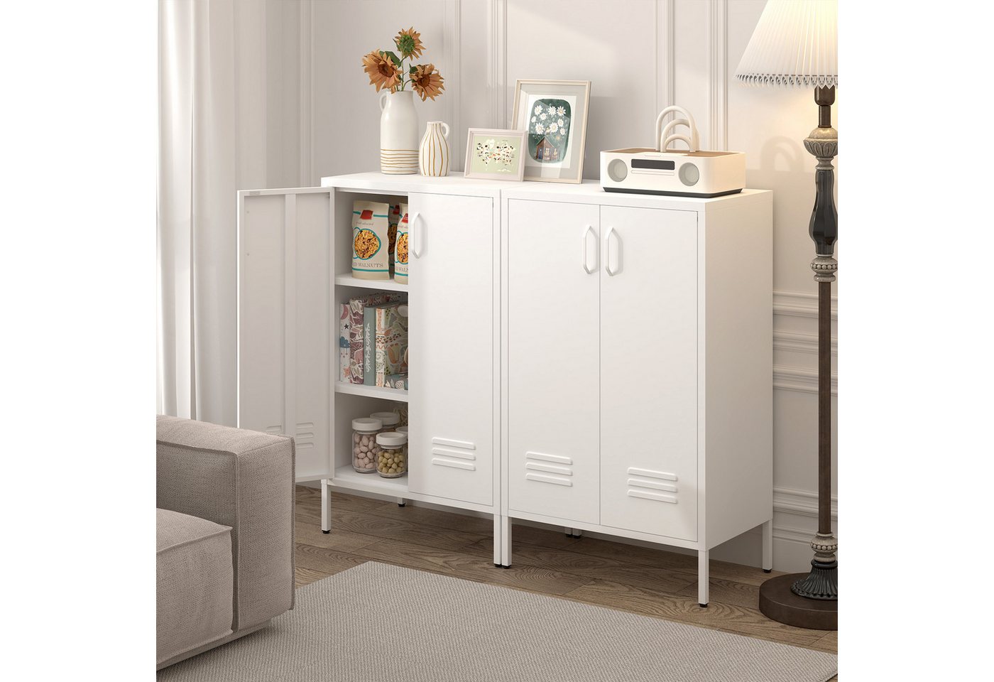 MODFU Aktenschrank Metallspeicherschrank (mit 2 Türen & 2 verstellbaren Regalen, 1-St., 65*35*106.6cm) Bild 3