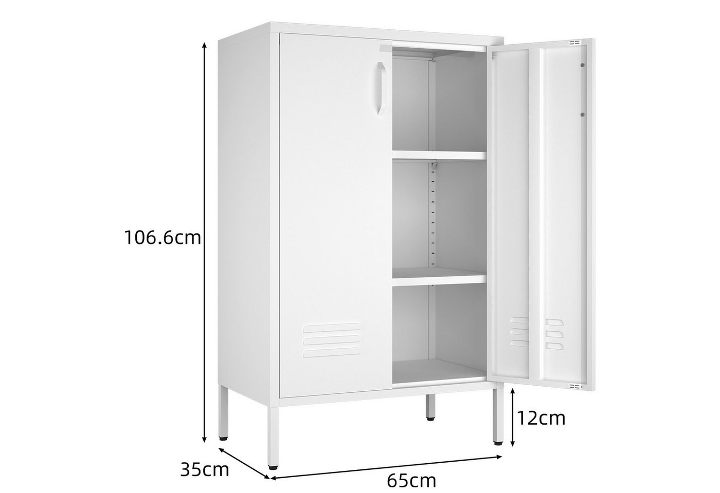 MODFU Aktenschrank Metallspeicherschrank (mit 2 Türen & 2 verstellbaren Regalen, 1-St., 65*35*106.6cm) Bild 5