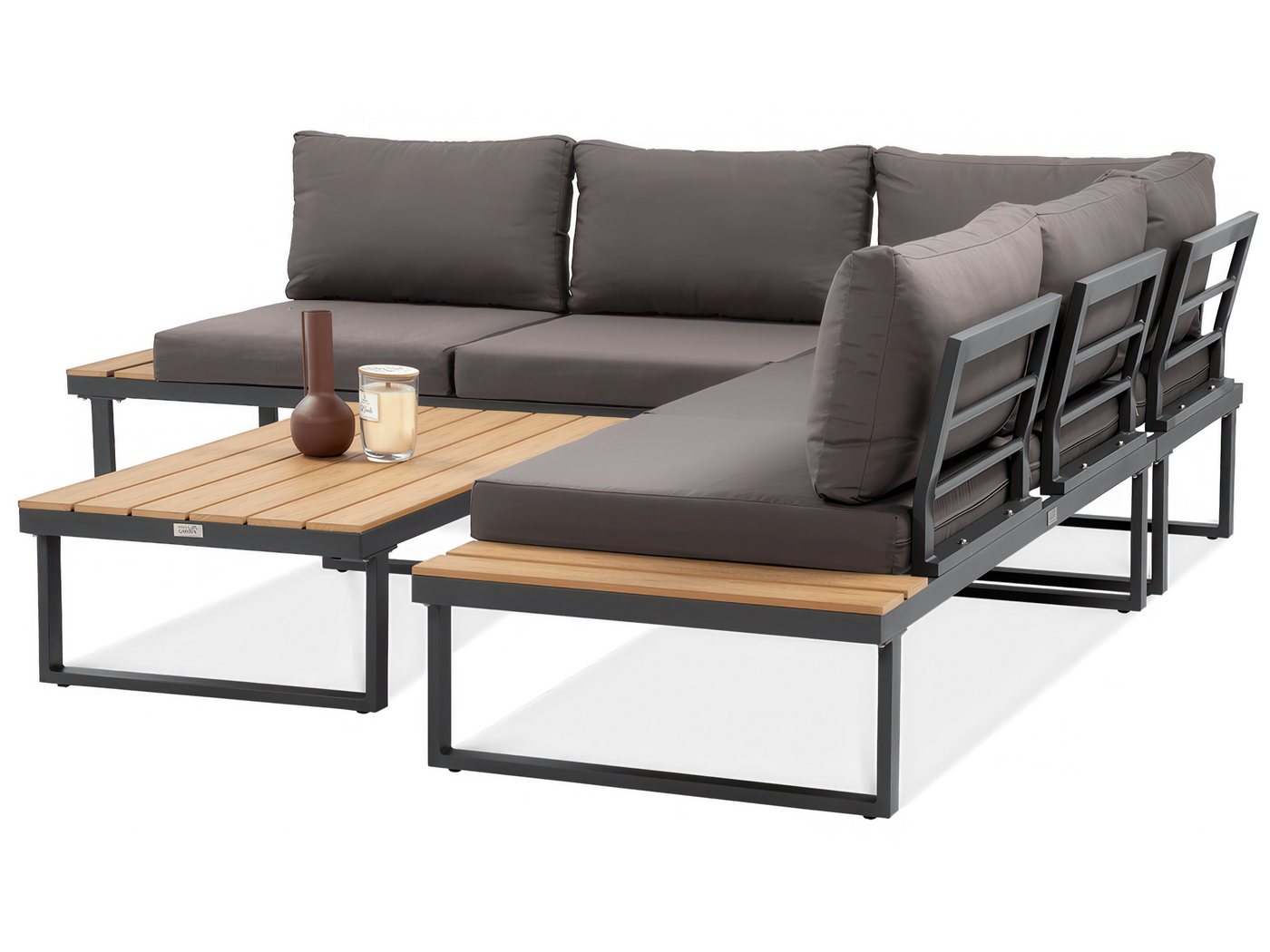 Beautysofa Gartenlounge-Set MADISON modulare Ecklounge mit Gartentisch, (Stahlgestell, Polywood-Elemente, 4-tlg., 2 Sofas, 1 Eckmodul, 1 Couchtisch), Maße 219,5 × 219,5 × 64 cm Bild 3