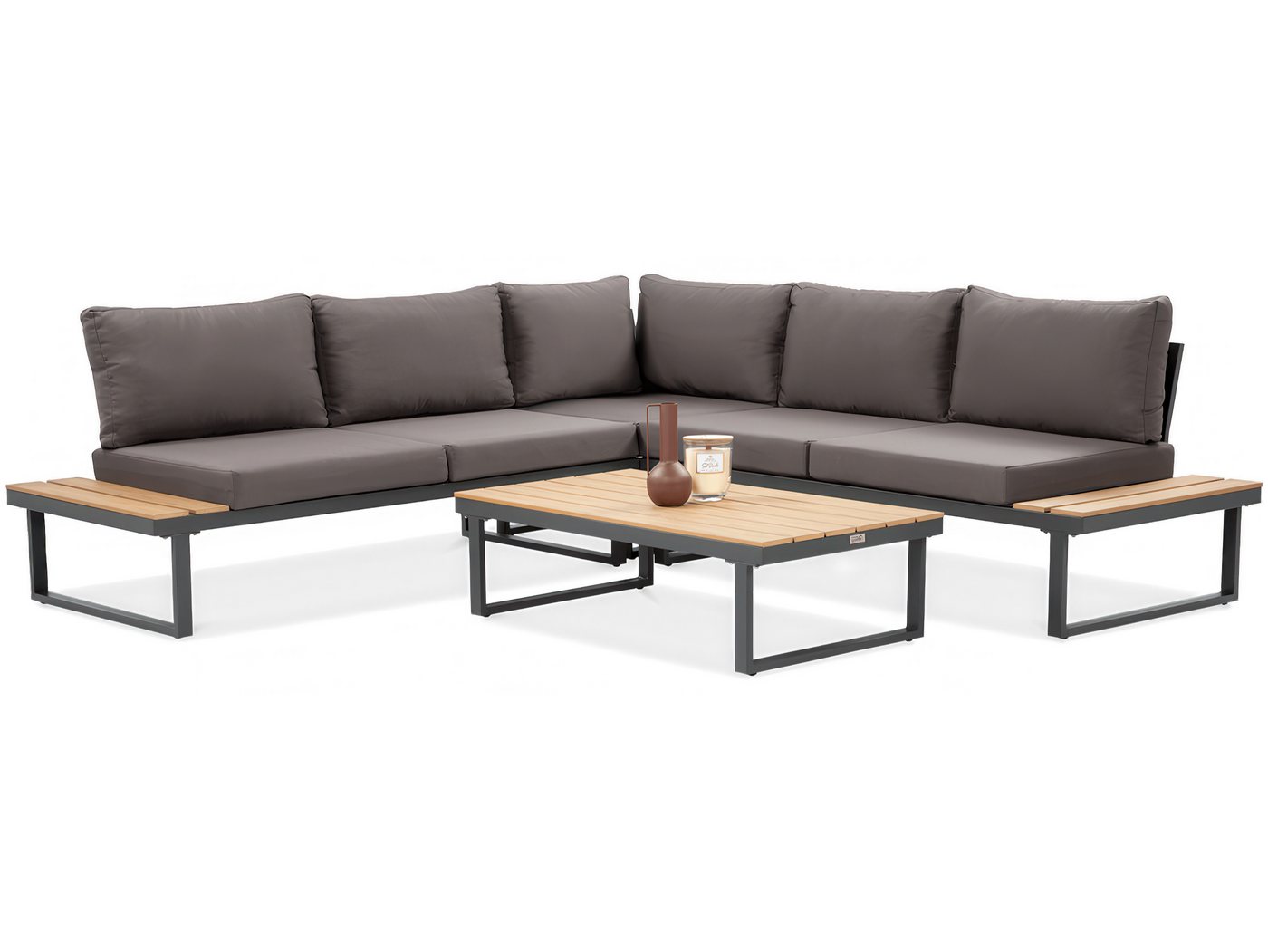 Beautysofa Gartenlounge-Set MADISON modulare Ecklounge mit Gartentisch, (Stahlgestell, Polywood-Elemente, 4-tlg., 2 Sofas, 1 Eckmodul, 1 Couchtisch), Maße 219,5 × 219,5 × 64 cm Bild 5
