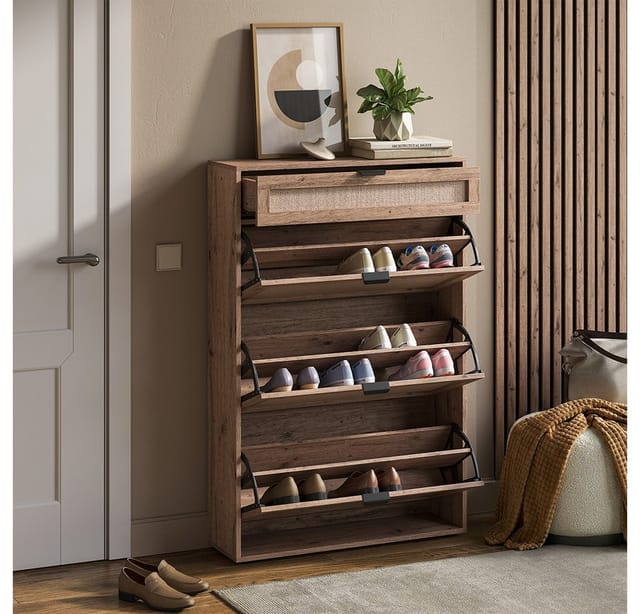Vicco Schuhkipper Elven, Eiche, 80 x 122 cm mit 3 Kippfächern & 1 Schublade (1 St)