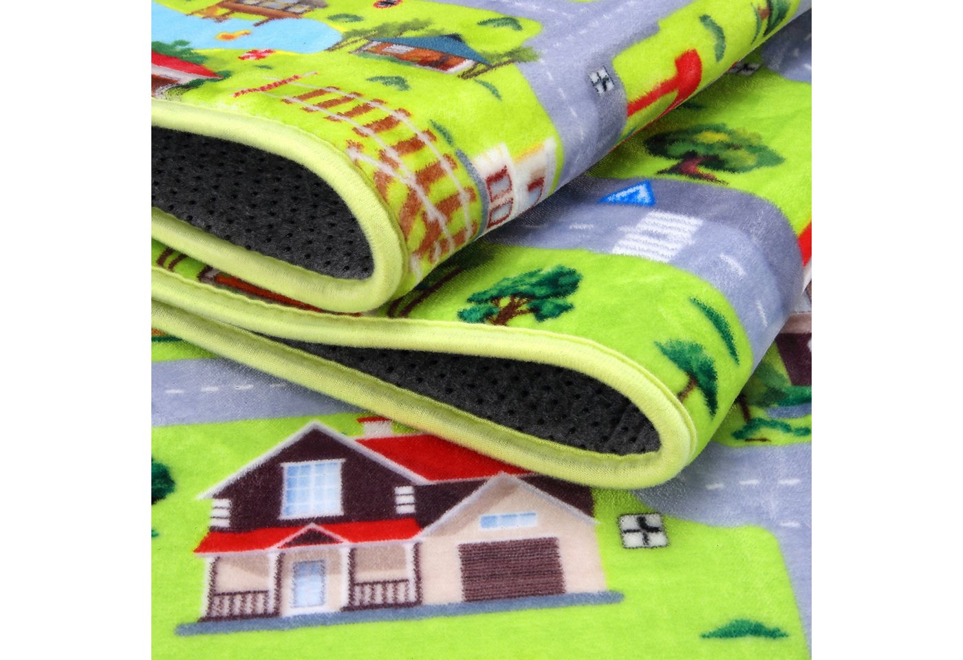 GarveeMore Teppich Rutschfester Kinderteppich Lernteppich Weicher Spielteppich mit Stadt, rechteckig, Für Kinderzimmer, Spielzimmer, Klassenzimmer & Babyzimmer Bild 2
