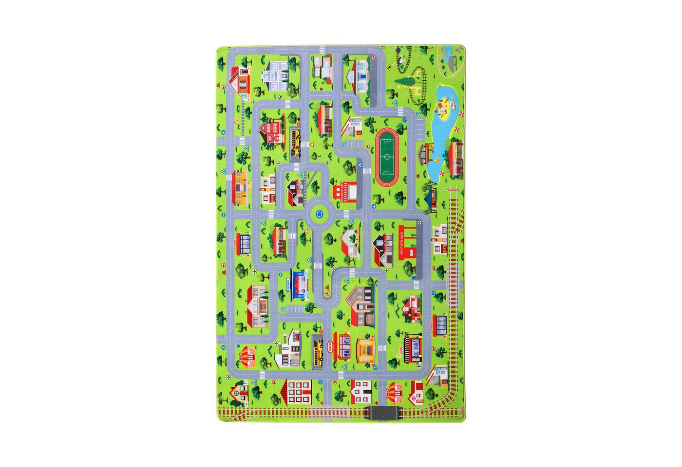 GarveeMore Teppich Rutschfester Kinderteppich Lernteppich Weicher Spielteppich mit Stadt, rechteckig, Für Kinderzimmer, Spielzimmer, Klassenzimmer & Babyzimmer Bild 4